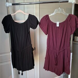NWT. Two loft rompers both are XS and new. One is black and the other is maroon.